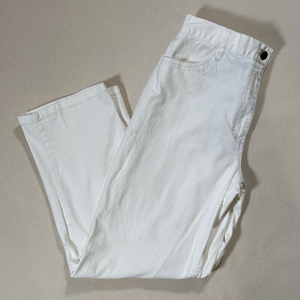 Blair Womens Size 12 PT White Cotton Spandex M Pants Flat Straight Vintage Style